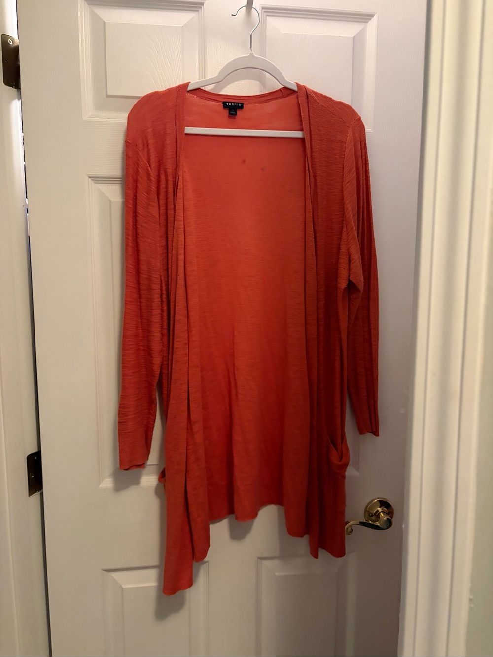 Torrid slub boyfriend cardigan Tahari Orange Long Open-Front Size 1